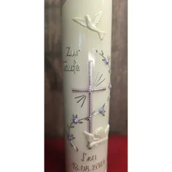 Taufkerze - Perlmutt 30x6 - verschiedene Farben -