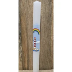 Taufkerze - 40x4 - Regenbogen - Leuchtturm -