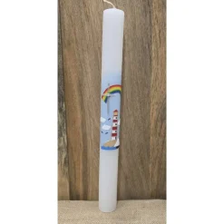 Taufkerze - 40x4 - Regenbogen - Leuchtturm -