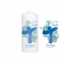 Taufkerze Aquarellkreuz Stumpe