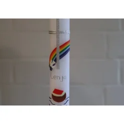 Taufkerze Arche Noah mit Regenbogen und Taube, schlanke Taufkerze für Jungen oder Mädchen, mit Namen und Datum