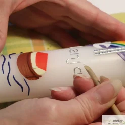 Taufkerze Arche Noah mit Regenbogen und Taube, schlanke Taufkerze für Jungen oder Mädchen, mit Namen und Datum