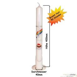 Taufkerze Arche Noah mit Regenbogen und Taube, schlanke Taufkerze für Jungen oder Mädchen, mit Namen und Datum