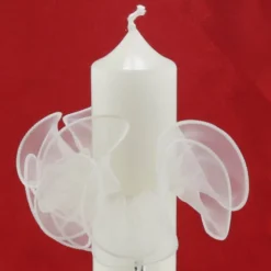 Taufkerze Bienenwachs mit Schiff, Wellen, Leuchtturm und Taube, handverziert und -geknetet, Taufkerze für Mädchen Jungen