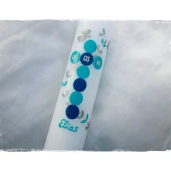 Taufkerze blau, mit Engel, für Jungs