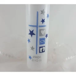 Taufkerze blau, silber