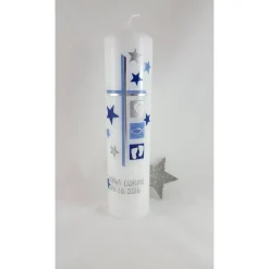 Taufkerze blau, silber