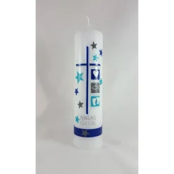 Taufkerze blau türkis