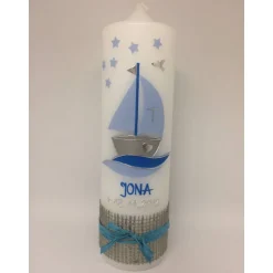Taufkerze Boot Junge