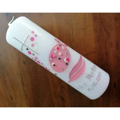 Taufkerze Fisch Bubble Dots - Das ORIGINAL, Taufkerze Mädchen, Taufkerze Mädchen, Wachs, handgemacht, weiß, Made in Germ