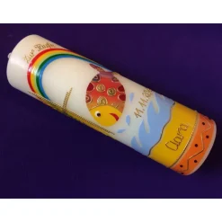 Taufkerze Fisch bunt Kreuz Sonne Regenbogen Junge Mädchen Taufe Handarbeit keine Folie handgearbeite Wachsverzierungen