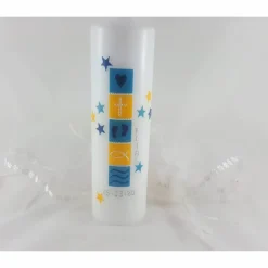 Taufkerze für Jungen,Mädchen, blau, gelb, Sterne, 250 x 70mm