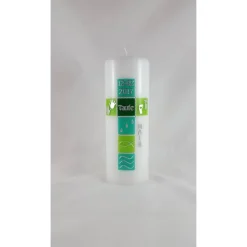 Taufkerze Junge, grün, Kreuz