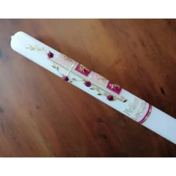 Taufkerze Kommunionkerze Kommunionskerze Mädchen Engel Ranke Sonne Lebensbaum Ichthys Alpha Omega - Farbwünsche möglich