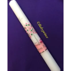 Taufkerze Kommunionkerze Kommunionskerze Mädchen Lebensbaum Baum rosa modern klassisch Farbwünsche möglich