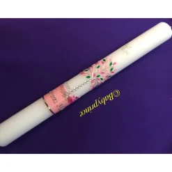 Taufkerze Kommunionkerze Kommunionskerze Mädchen Lebensbaum Baum rosa modern klassisch Farbwünsche möglich