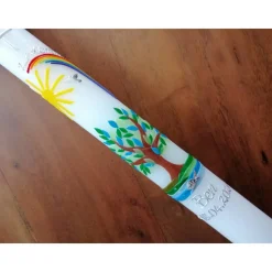 Taufkerze Kommunionkerze Kommunionskerze Junge Mädchen Lebensbaum Baum Kreuz Taube Sonne Regenbogen Farbwünsche möglich