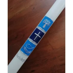 Taufkerze Kommunionkerze Kommunionskerze Junge Mädchen Lebensbaum Kreuz Ichtys modern klassisch - Farbwünsche möglich