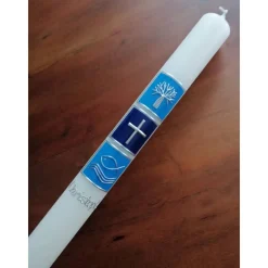 Taufkerze Kommunionkerze Kommunionskerze Junge Mädchen Lebensbaum Kreuz Ichtys modern klassisch - Farbwünsche möglich