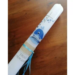 Taufkerze Kommunionkerze Kommunionskerze Junge Mädchen Wal Fisch Kreuz modern klassisch - Farbwünsche möglich