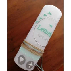 Taufkerze Kreuz Herz Taube Junge Mädchen Taufe Handarbeit keine Folie handgearbeite Wachsverzierungen u. Beschriftungen