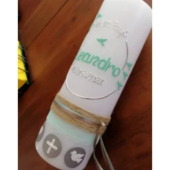 Taufkerze Kreuz Herz Taube Junge Mädchen Taufe Handarbeit keine Folie handgearbeite Wachsverzierungen u. Beschriftungen