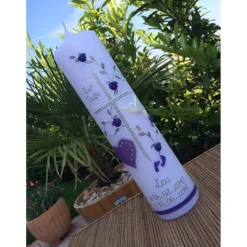 Taufkerze Kreuz Mädchen, inkl. Wachsbeschriftung