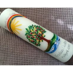 Taufkerze  Lebensbaum  Baum  Mädchen  Junge  Kerze -Taufe - Handarbeit - keine Folie - inkl. Wachsbeschriftung