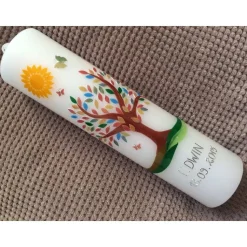 Taufkerze  Lebensbaum  Baum  Mädchen  Junge  Kerze -Taufe - Handarbeit - keine Folie - inkl. Wachsbeschriftung