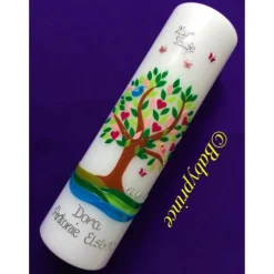 Taufkerze  Lebensbaum  Baum  Mädchen  Junge  Kerze -Taufe - Handarbeit - keine Folie - inkl. Wachsbeschriftung