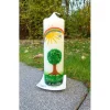 TAUFKERZE Lebensbaum, Baum, Sonne, Regenbogen, inkl. Beschriftung, Wachsverzierungen + handgearbeitete Wachsbeschriftung