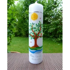 Taufkerze  Lebensbaum  Baum  Mädchen  Junge  Kerze -Taufe - Handarbeit - keine Folie - inkl. Wachsbeschriftung