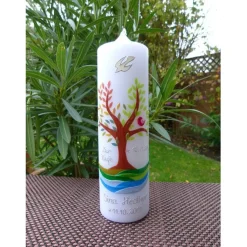 Taufkerze  Lebensbaum  Baum  Mädchen  Junge  Kerze -Taufe - Handarbeit - keine Folie - inkl. Wachsbeschriftung