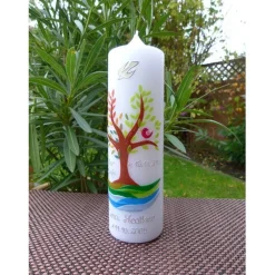 Taufkerze  Lebensbaum  Baum  Mädchen  Junge  Kerze -Taufe - Handarbeit - keine Folie - inkl. Wachsbeschriftung