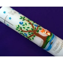 Taufkerze  Lebensbaum  Fuchs  Fox  Baum  Mädchen - Junge - Kerze -Taufe - Handarbeit - keine Folie - inkl. Wachsbeschrif