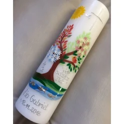 Taufkerze Lebensbaum Jahreszeiten Kreuz Taufe Handarbeit keine Folie handgearbeite Wachsverzierungen u. Beschriftungen