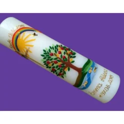 Taufkerze Lebensbaum Kreuz Sonne Regenbogen Junge Mädchen Taufe Handarbeit keine Folie handgearbeite Wachsverzierungen