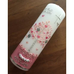 Taufkerze  Lebensbaum Mädchen Taufe Handarbeit keine Folie Buchstabenperlen Wachsbeschriftung möglich