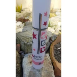 Taufkerze Mädchen, mit Sternen, verschiedene Symbole