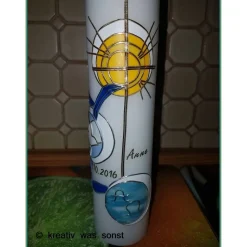 Taufkerze mit Kreisen incl. Namen und Datum