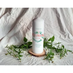 Taufkerze Olivia Stumpe Kranz Symbole