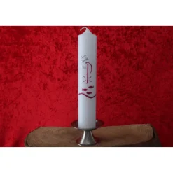 Taufkerze Pax, Fische und Wellen mit Schriftzug „Zur Taufe“, Taufkerze für Mädchen Jungen, personalisierbar