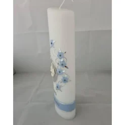 Taufkerze personalisiert Kreuz Blumenranke Taube