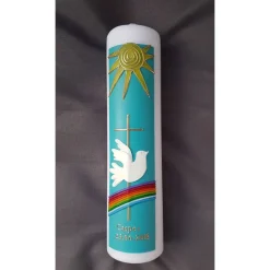 Taufkerze Regenbogen + Taube - Taufspruch - individuell - personalisiert- Kerze zur Taufe - Kerze zur Kommunion - Konfir