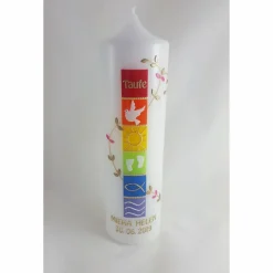 Taufkerze Regenbogen, gold