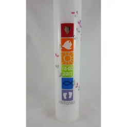 Taufkerze Regenbogen, modern, für Mädchen und Jungen, verschiedene Größen