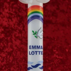 Taufkerze Regenbogen, Taube und Wellen, wunderschöne schlanke Taufkerze für Jungen oder Mädchen, personalisierbar