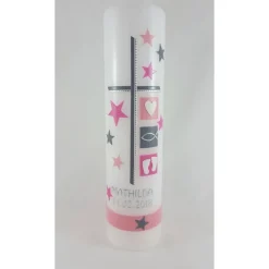 Taufkerze rosa / pink, für Mädchen, modern, 25 x 6 cm