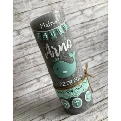 Taufkerze Rustik Junge Wal