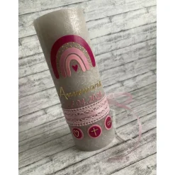 Taufkerze Rustik Regenbogen